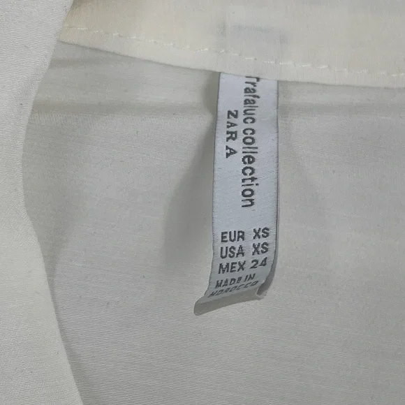 ZARA Women's Cream Sheer Ruffled Tie Neck Long Sleeve Blouse Top Size USA XS - Picture 5 of 10